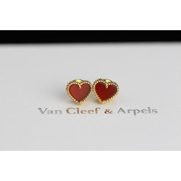 반클리프 카넬리언 하트 귀걸이 옐로우골드 KK팩토리