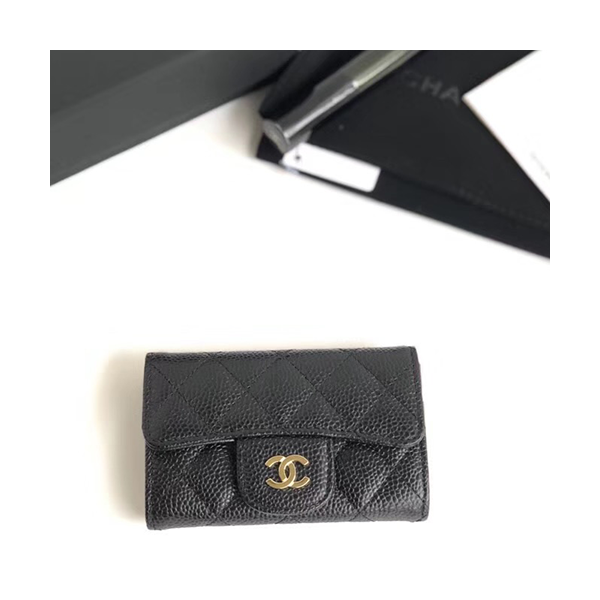 CHANEL 샤넬 카드지갑 케비어 금장 A80799