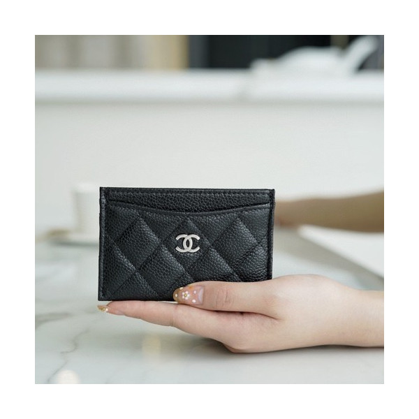 샤넬 클래식 카드지갑 캐비어 은장 블랙 AP0213