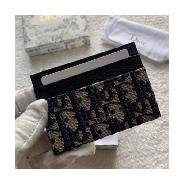 디올 오블리크 자카드 그레인 카프레더 카드지갑