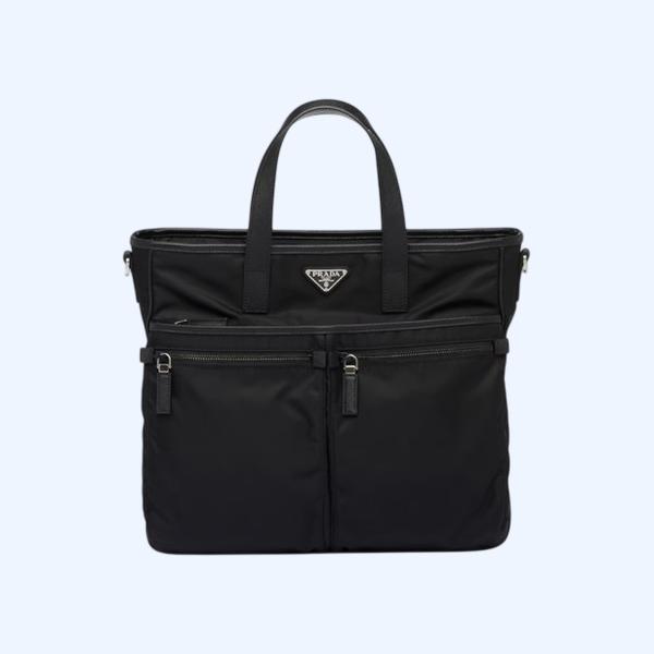 프라다 리나일론 및 사피아노 가죽 토트백 KK팩토리