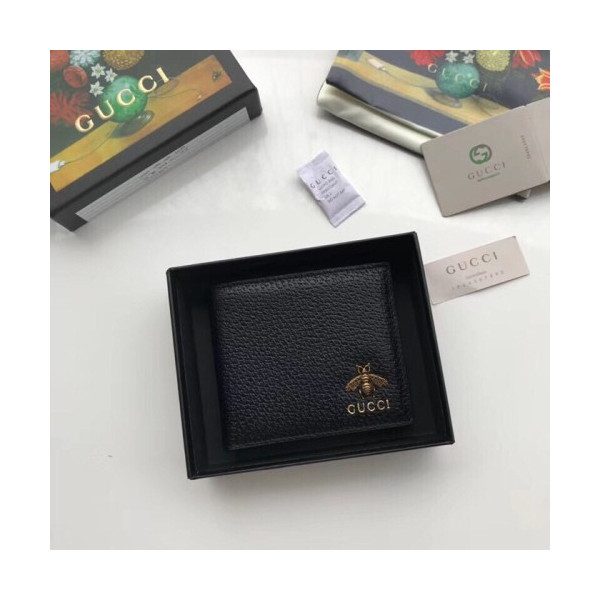 Gucci 구찌 꿀벌 반지갑 올블랙 523364