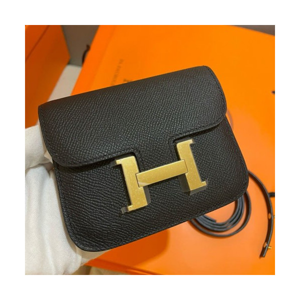 에르메스 콘스탄스 슬림 지갑 앱송 골드 하드웨어 누아