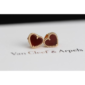 반클리프 카넬리언 하트 귀걸이 로즈골드 KK팩토리