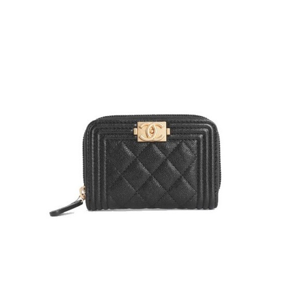 Chanel 샤넬 캐비어 보이 지퍼 카드지갑