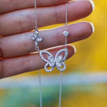 그라프 나비 목걸이 더블 버터 플라이 실루엣 QB팩토리