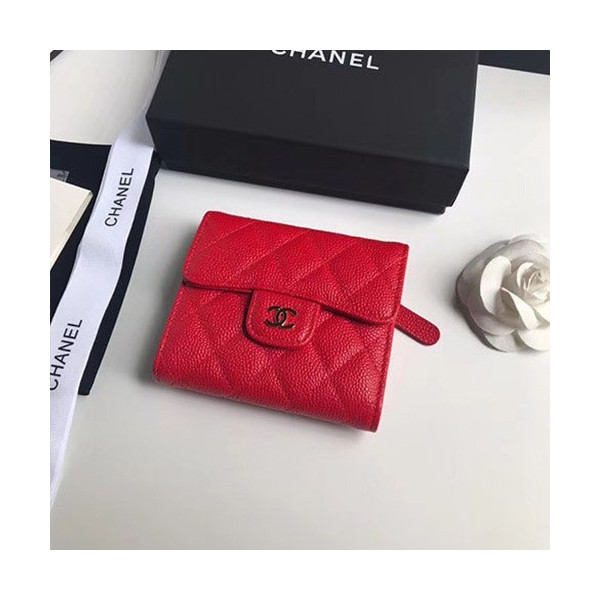 CHANEL 샤넬 반지갑 A82288-10 캐비어 금장