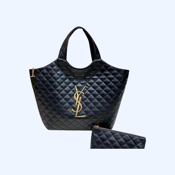 입생로랑 아이케어 퀼티드 램스킨 맥시 쇼퍼백