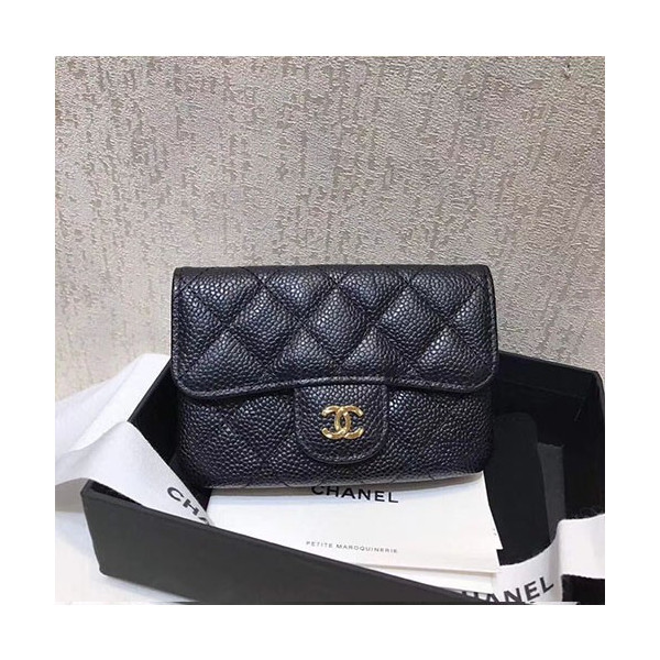 [CHANEL]샤넬 클래식 카드&동전지갑 11cm-4 캐비어 금장