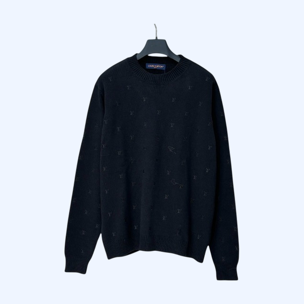 [ LV ] 로고 자수 라운드 니트