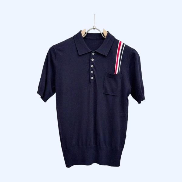 [ Thom Browne ] 톰브라운 카라 반팔 니트