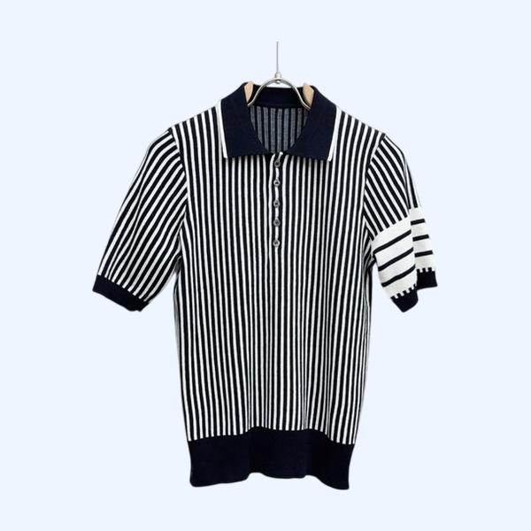 [ Thom Browne ] 톰브라운 카라 반팔 니트