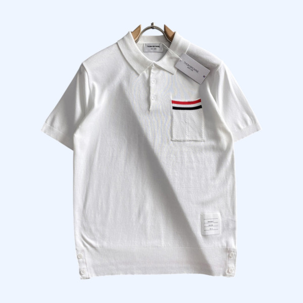 [ Thom Browne ] 톰브라운 카라 반팔 니트