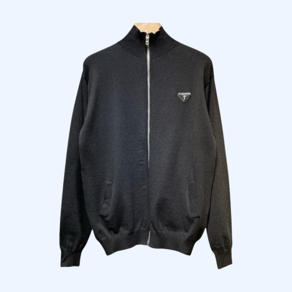 [ Prada ] 프라다 로고 울 집업 가디건