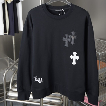 [ Chrome Heart* ] 크롬하* 가죽 패치 맨투맨