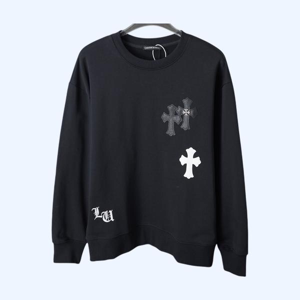 [ Chrome Heart* ] 크롬하* 가죽 패치 맨투맨