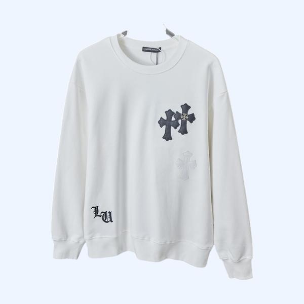 [ Chrome Heart* ] 크롬하* 가죽 패치 맨투맨