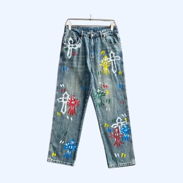 [ Chrome Heart* ] 크롬하* 와이드 데님 진