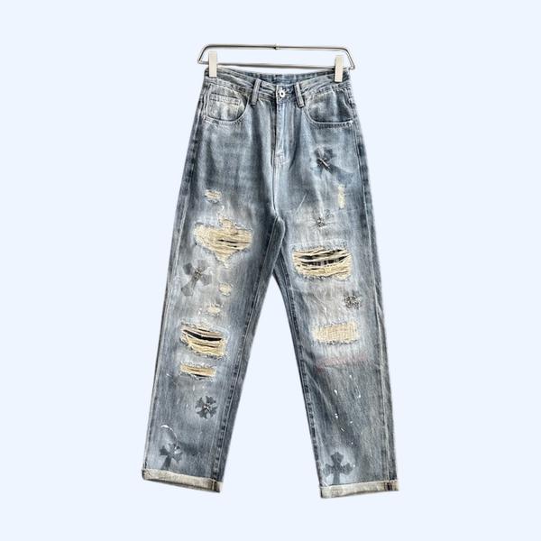 [ Chrome Heart* ] 크롬하* 와이드 데님 진