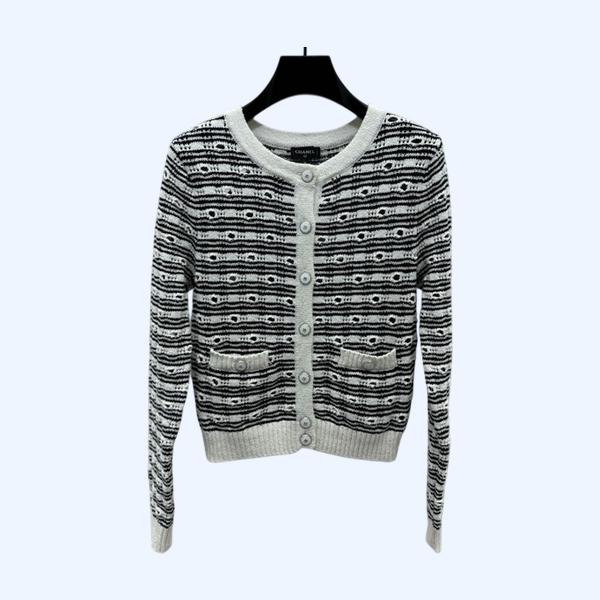 [ 샤넬 ] 25ss 스트라이프 라운드 가디건