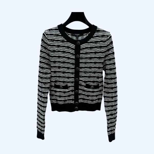 [ 샤넬 ] 25ss 스트라이프 라운드 가디건