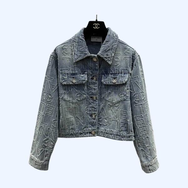 [ 샤넬 ] 25ss 레터링 자카르 데님 재킷