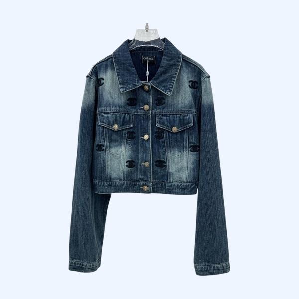 [ 샤넬 ] 25ss 자수 데님 숏 자켓