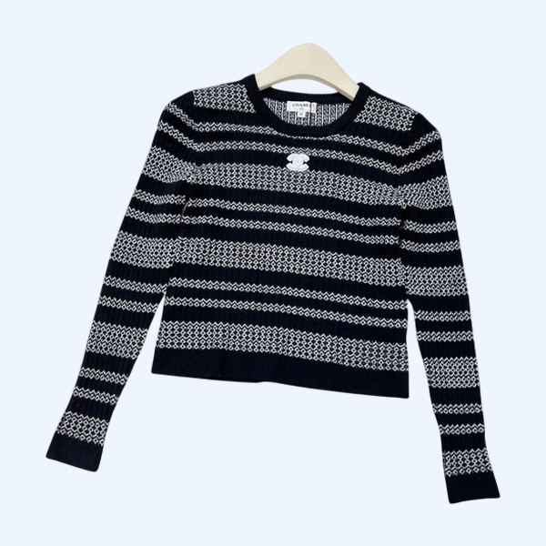 [ Chanel ] 샤넬 CC 스트라이프 니트