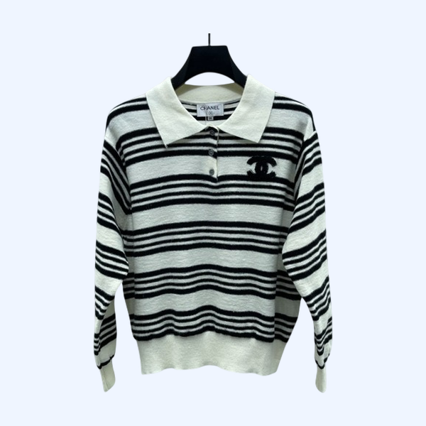 [ Chanel ] 샤넬 스트라이프 카라 니트
