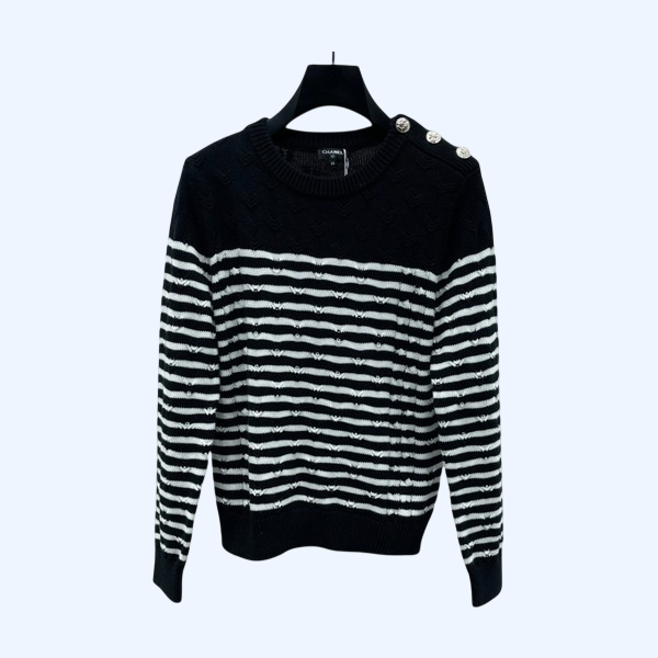 [ Chanel ] 샤넬 스트라이프 단추 니트