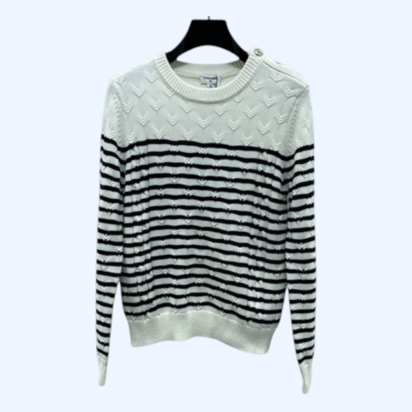 [ Chanel ] 샤넬 스트라이프 단추 니트