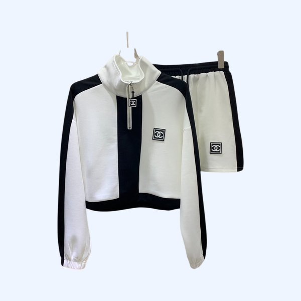 [ 샤넬 ] 하이 넥 반 집업&스커트 set