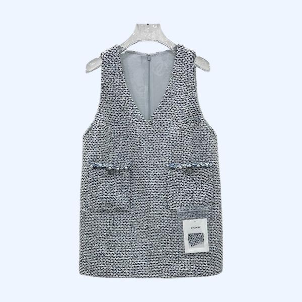 [ 샤넬 ] 25ss 트위드 라운드 진주 원피스