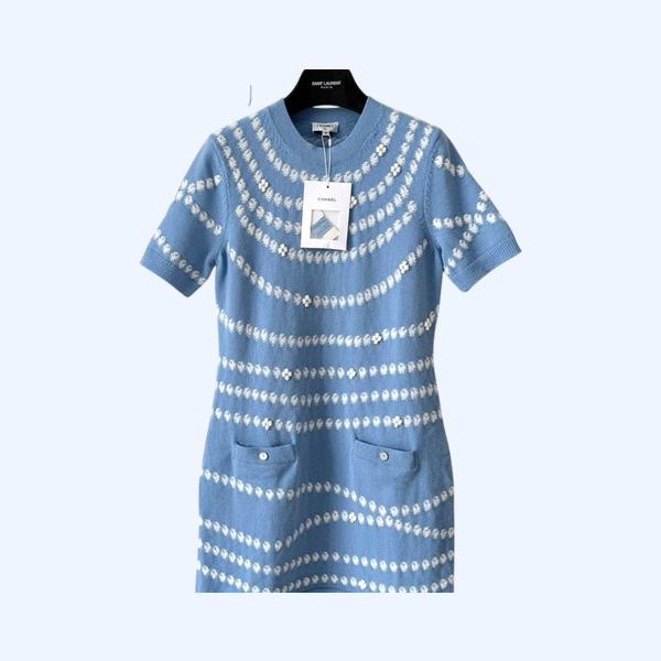 [ Chanel ] 샤넬 도트 니트 원피스