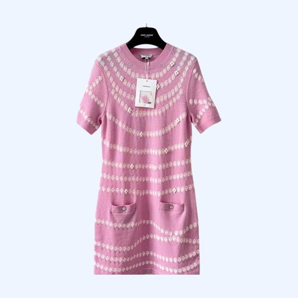 [ Chanel ] 샤넬 도트 니트 원피스