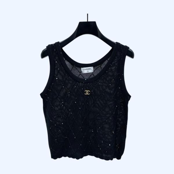 [ Chanel ] 샤넬 큐빅 퀼팅 니트 나시
