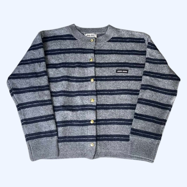 [ Miu Miu ] 미우미우 스트라이프 니트 가디건