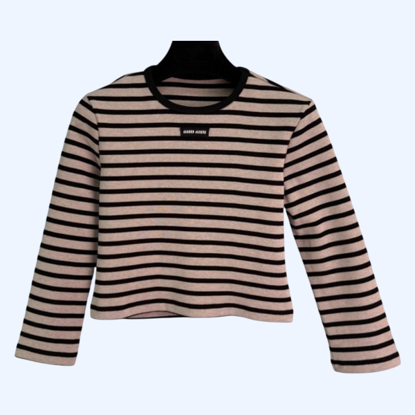 [ Miu Miu ] 미우미우 스트라이프 라운드 티