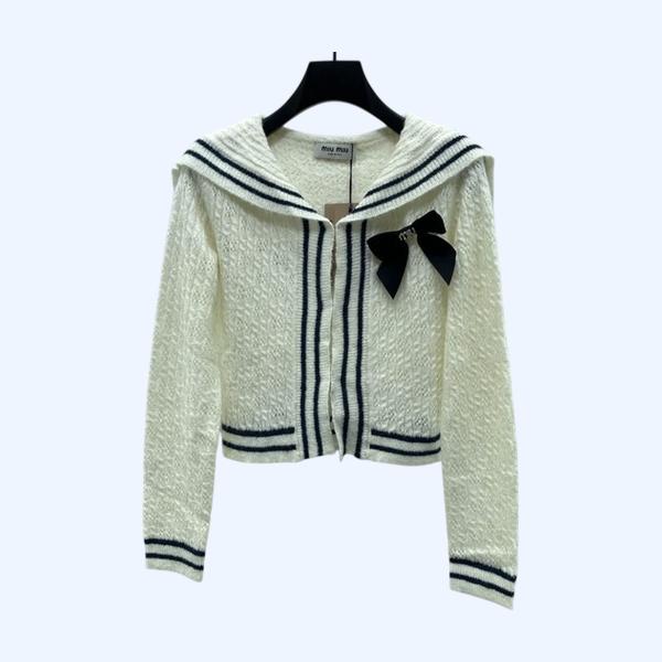 [ Miu Miu ] 미우미우 리본 세일러 니트 가디건
