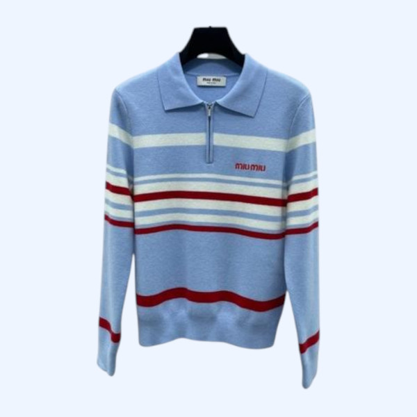 [ Miu Miu ] 미우미우 스트라이프 카라 니트
