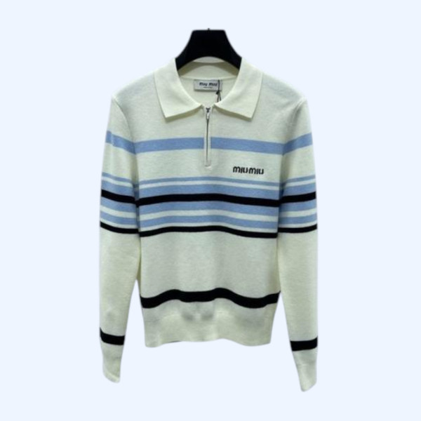 [ Miu Miu ] 미우미우 스트라이프 카라 니트