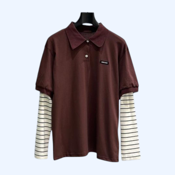 [ Miu Miu ] 미우미우 레이어드 카라 티셔츠