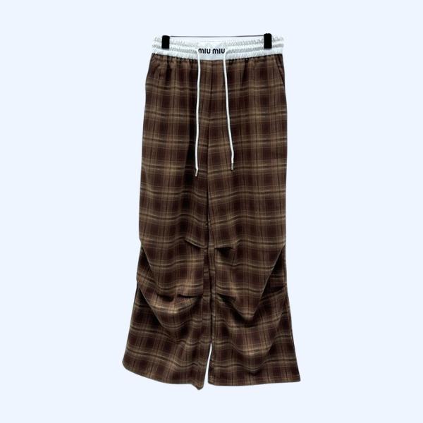 [ Miu Miu ] 미우미우 체크 밴딩 팬츠
