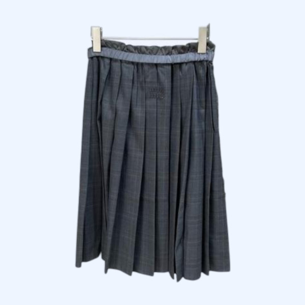 [ Miu Miu ] 미우미우 체크 주름 밴딩 스커트