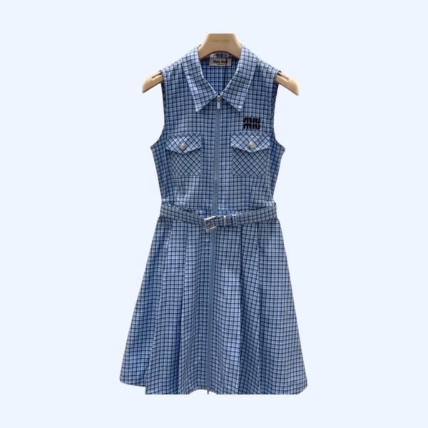 [ Miu Miu ] 미우미우 체크 벨트 원피스