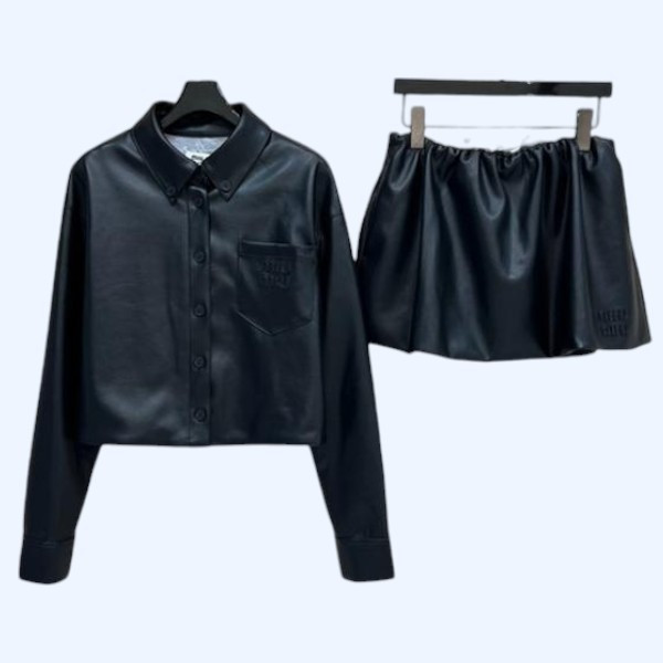 [ Miu Miu ] 미우미우 가죽 스커트 세트