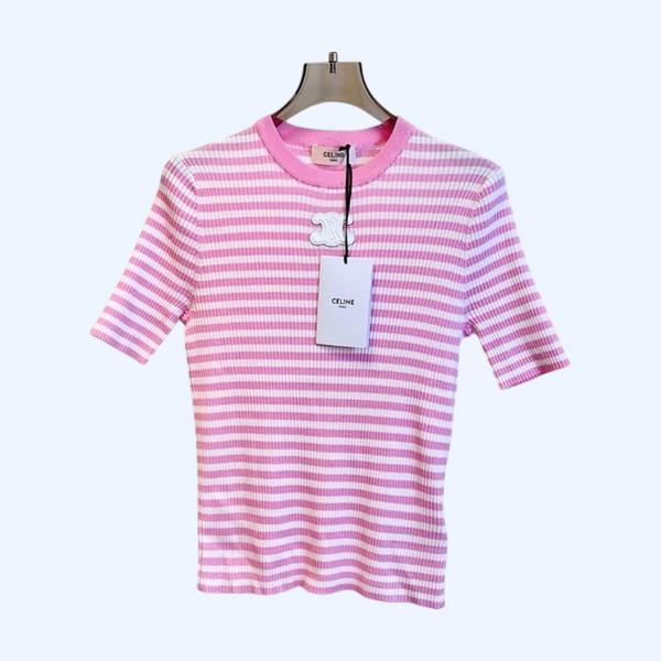 [ 셀린느 ] 로고 스트라이프 텐셀 반팔