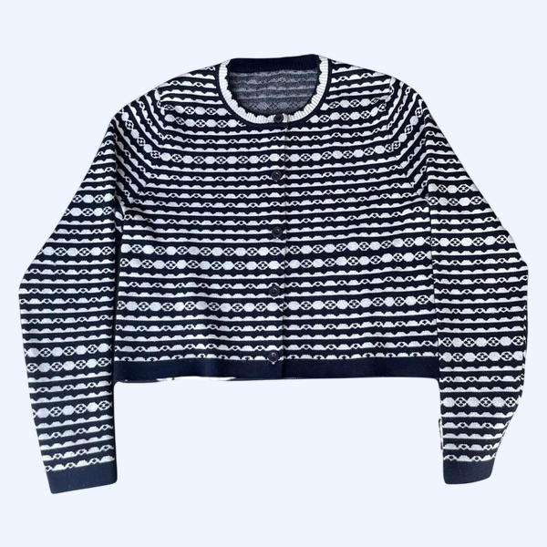 [ LV ] 스트라이프 크롭 니트 가디건