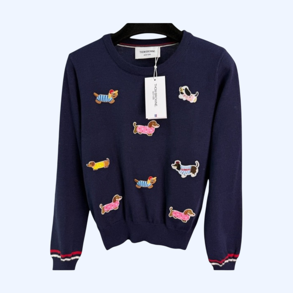 [ Thom Browne ] 톰브라운 패치 라운드 니트