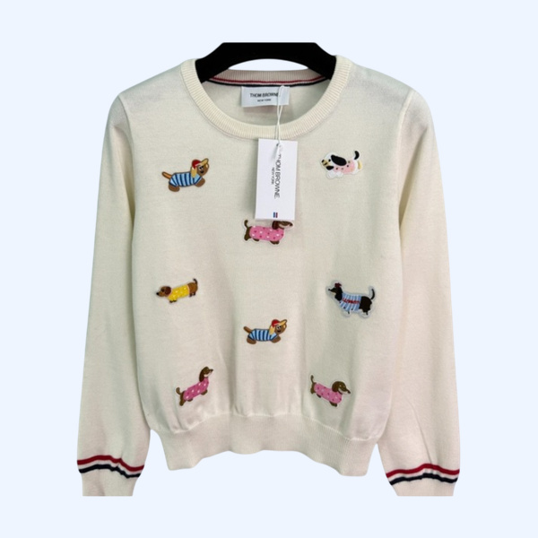 [ Thom Browne ] 톰브라운 패치 라운드 니트